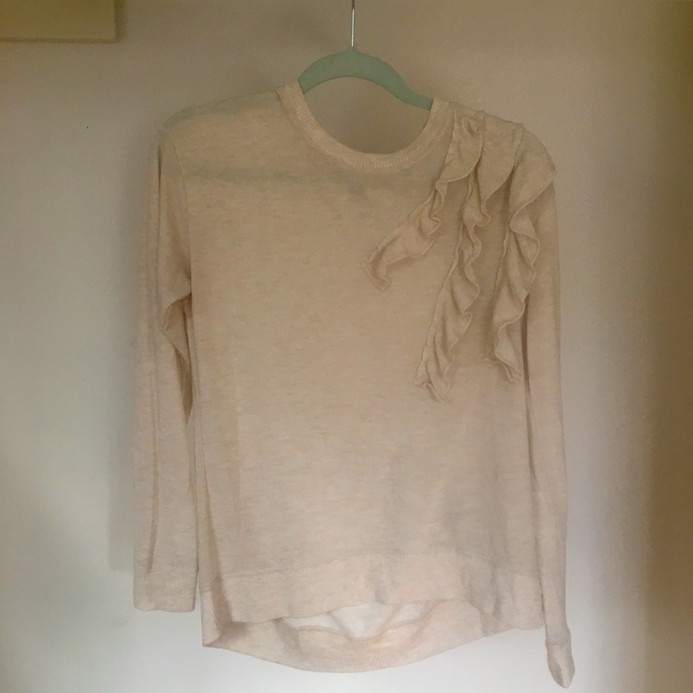 Banana Republic Long Sleeve Ruffle Ribbed Top